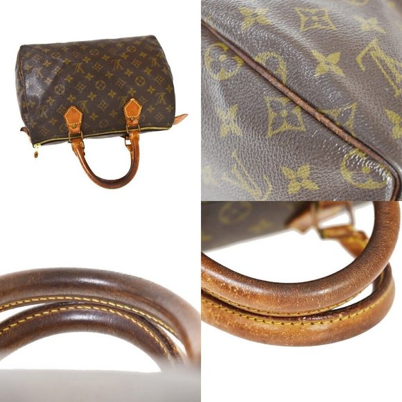 Authentic LOUIS VUITTON Speedy 30 Travel Hand Bag Monogram Leather Brown - Picture 3 of 10